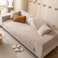 Four Seasons Universal Chenille Fabric Solid Color Herringbone Striped Sofa Cushion Modern Simple Non-Slip Sofa Cushion Towel 70*70cm gray