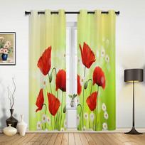 Flowers Plank Wall Decorative Window Curtains Living Room Kitchen Modern Home Decor Bedroom Treatment Drapes 2 Panels W50H130(CM)x2&Hook