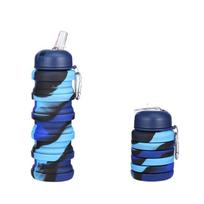 Outdoor Travel Edible Silicon Folding Sports Water Bottle Environmental Protection without BPA Silicone Cup Foldable Water Cup 500ml1PCS blue