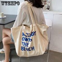 Women's Handbag Letters Lazy Wind Canvas Bag Simple Large Capacity Shoulder Bag Students Class Bag 37**20*38cm