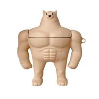 Ausinių dėklas Atsparus įbrėžimams Minkštas silikonas Mielas anime raumenų Shiba Inu Užsegimo kabliukai for AirPods Pro beige