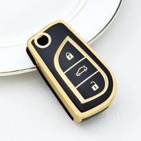 3 Buttons TPU Car Key Case Cover for Toyota Hilux Corolla Avensis Prado Fortuner RAV4 CHR Shell Accessories juoda