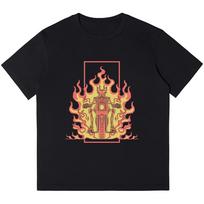 Cotton Men's T-Shirts Fiery Skeleton Riding Motorcycle Printing Retro Punk TShirt Harajuku Casual Streetwear TShirts XS smėlis