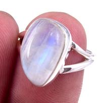 Natural Rainbow Moon Stone Gemstone Handmade 925 Sterling Silver Ring S.6 l7l59 pink