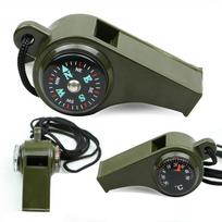 3in1 Mutifunction Survival Whistle Mutifunction lengvas švilpuko termometro kompasas, skirtas žygiams pėsčiomis ir lauko veiklai CHINA gray