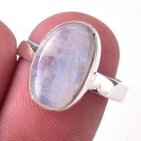 Natural Rainbow Moon Stone Gemstone Handmade 925 Sterling Silver Ring S.8 G8b82 gray