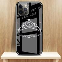 Diamond Crown Printing Glass Case For iPhone 11 13 12 14 Pro XR X XS Max 7 8 6 6S Plus SE 2020 Tempered Black Edge Phone Covers iPhone 14