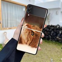 Prabangus dėklas Samsung Galaxy Z Flip 4 3 5G juodas PC kietas telefono dėklas madingas galinis dangtelis ZFlip Funda mielas gyvūnų katės apvalkalas maišelis Samsung Z Flip 4 5G