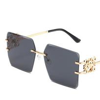 Women's Glasses Sun Protection UV Protection Fashion Personality Retro Artistic Street Shot Concave Shape Travel Chinese Knot Rimless Sunglasses