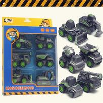 1/60 Alloy Cartoon Construction Vehicle Set Model, Excavator Dumper Mixer Truck Toys, Construction Transporter Toys 1/60-Size:8.1*5.2*4.4cm žalia/pilka