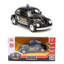 1/36 „Scale Beetle“, 1967 m. policijos žaislinis automobilio lydinys, pagamintas iš liejamo automobilio modelio žaislas su atsitraukimu vaikams Dovanų žaislų kolekcija 1/36-Size:12.5*5*4cm juoda