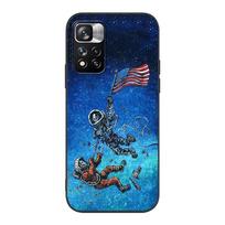 Animacinis Juokingas Kosmoso Astronautas Dėklas Xiaomi Redmi Note 9S 9 8 10 11 Pro 9C 9A 7 8T 7A 8A 6A 6 10S Juodas Minkštas Telefono Dėklas Redmi Note 11
