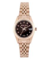 Mathey-Tissot Mathy II Rožinio aukso tono Nerūdijančio plieno Rudo ciferblato Kvarcinis D710PRM Moteriškas laikrodis ruda