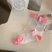 Crystal Silk Socks Women Summer Ultra-thin Transparent Nylon Long Socks Korean Fashion Casual Solid Color Breathable Women Socks rožinė