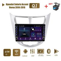 Carplay 2din Android Car Radio Multimidia vaizdo grotuvas skirtas Hyundai Solaris Accent Verna 2010-2016 su mygtuko rankenėlės navigacijos GPS 2+32GB 1+16GB white