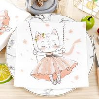 Vienkartinės vakarėlio servetėlės dvigubo sluoksnio 20 vnt./pakuotė animacinio kačiuko raštas 20Pcs white