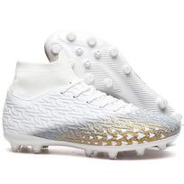 Football Shoes 35-47 High-top Football Boots Large Size Long Nails PVC Men's Sports Shoes Boys Soccer Shoes 36 balta