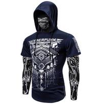 Pavasario ir vasaros asmenybė Stretch Fitness Vyriškas Cyberpunk Ninja kostiumas su gobtuvu ilgomis rankovėmis marškinėliai Veido kaukė S mėlyna