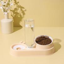 Pet Cat Bowl Automatic Feeder 2-in-1 Dog Cat Food Bowl With Water Fountain Single Bowl Drinking Raised Stand Dish Bowls For Cats