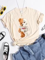 Hello Teddy Bear Show You What I Am Really Look Like Women T Shirts Summer Casual T-Shirt Street Hip Hop Tops S smėlis