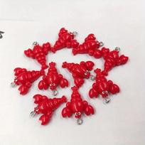 10pcs Cute Glossy Lobster Earrings Charms Kawaii Floating Pendant Flatback for Keychain DIY Jewelry Making Findings 10pcs red