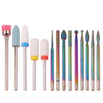 14 Pcs/box Professional Ceramic Nail Drill Bit Set Electric Manicure Nail File Bit For Acrylic Gel Nails And Cuticles gray