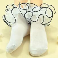 Kids Girl Sock Princess Ruffle Solid Color Calf Sock for Baby Girl Spring Autumn Cotton Soft Frilly Children Girl Sock Clothes M white