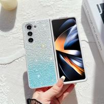 Skirtas „Samsung Galaxy Z Fold 6 5 4 3 5G“ dėklui, odai jaučiantis „Bling Glitter Gradient“, sulankstomas, atsparus smūgiams apsauga, kieto viršelio priedai For Z Fold 4 mėlyna