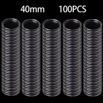 100 vnt. Skaidrus monetų kapsulių laikiklis Laikymo vitrina Vidinis skersmuo 40 mm gray