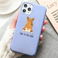 Mielas Corgi Butt Animal Puppy telefono dėklas Candy Color Blue, skirtas iPhone 11 12 13 pro XS MAX 8 7 6 6S Plus X 5S SE 2020 XR iPhone 18 Pro Max gray