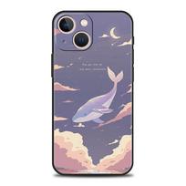 INS Korėjietiškas saulėlydžio peizažas iPhone 11 12 13 15 14 Pro Max dėklui X XR XS 7 8 Plus SE 2020 prabangus juodas minkštas dangtelis Funda iPhone X XS gray