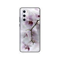 Juodas TPU dėklas Huawei P30 Lite P30 Pro P40 dėklas Huawei P40 LITE E P Smart 2020 dėklas dangtelis Orchidėjų gėlės Spalvingas huawei P Smart 2020