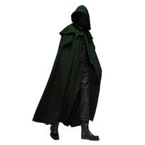 Helovino Cosplay apsiaustas su gobtuvu vientisos spalvos unisex pelerinos kaukė Laisvo prigludimo dizaino vakarėlio raganos kostiumas L žalia