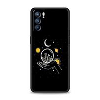 Case For Oppo Find X6 Pro X5 A54 A53 A52 A9 A15 A95 A17 A74 A57 A31 Reno8 Reno7 Reno6 Pro 5G Cover Simplicity line Art sun moon Oppo Reno8 black
