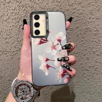 Katės Gėlės Raštas Telefono Dėklas Skirtas Samsung S24 Ultra S23 Plus S22 S21 S20 FE A55 A54 A53 A35 A34 A32 A25 A24 A15 A14 A13 5G Atsparus Smūgiams Buferis Samsung Galaxy S20 FE white