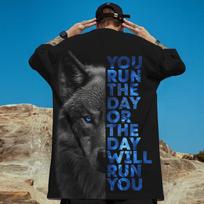 Animal T-Shirts For Men 3d Wolf Print Street Harajuku Short Sleeved Tops Tees Summer Casual Sports Shirt Loose Oversized T-Shirt S blue