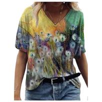 Creativity 3D Dandelion Print Women T Shirts 3XL Big Size Casual Short Sleeve Loose Tops Oversized Ladies Floral Tee Summer 2021 8XL beige