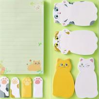 1PC Cat Sticky Notes Set  Cute Sticky Note Animal Divider Tabs Bundle Writing Memo Pads Page Marker, Sticky Notes Pads for Cat Lovers Office School white