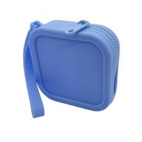 Silicone Storage Bag with Wrist Strap Square Shape Zipper Closure Waterproof Portable Keys Earphone Lipstick Cards Storage Pouch Samll Item Organizer mėlyna