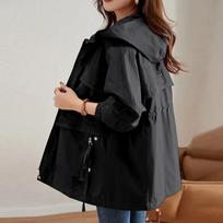 Fashionable Plus Size Women Spring and Autumn Period Women In The Long Casual Jacket Fashion Middle-aged Mother Large Hooded Trench Coat S juoda