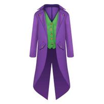 Viduramžių smokingo kostiumo paltas Cos Performance Helovino kostiumas Retro smokingo Helovino kostiumas Cosplay vidutinio ilgio kostiumo striukė L violetinė