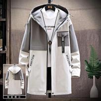 Windbreaker Men Hooded Coat Casual Loose Jacket Comfortable Top for Young Students M gray