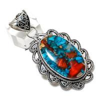 Spiny Oyster Gemstone Handmade 925 Sterling Silver Jewelry Pendant 2.44  z5E98 gray
