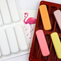 8 ertmių ilgos juostelės silikoninė forma „pasidaryk pats“ torto kepimo forma, pyragaičių kepimo forma, nelipni, grūdų energijos batonėlių gaminimo forma, šokolado sviesto forma orange