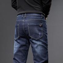Elastic And Soft Jeans For Men, Slim And Comfortable, Versatile, Slim Fit Straight Leg Pants With Plush Lining, Casual Pants 28