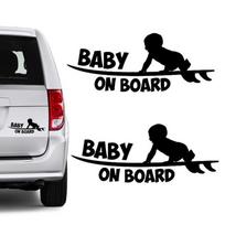 Baby On Board Funny Vinyl Sticker Cute Surfboard surfer car reflective silver decal balta
