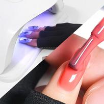 Apsauginės nuo saulės pirštinės Nagų dailės pirštinė Apsauginės nuo UV pirštinės Apsauga nagų dailei Gelio UV LED lempos įrankis black