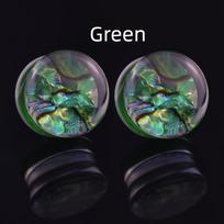 2pcs 6-50mm Multicolor Shell Pattern Ear Plug Tunnels Gauges Ear Stretcher Double Flared Plug Body Piercing Jewelry for Women Men 6mm žalia