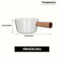 1 vnt Universalus didelio borosilikatinio stiklo puodas su rankena - 400 ml / 600 ml Lengvai valomas ir atsparus terminiams smūgiams padažui Pieno sriuba ir makaronai - puikiai tinka namams