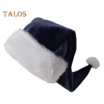 Kalėdų Senelio kepurė suaugusiems Unisex Velvet Comfort Itin stora kalėdinė kepurė Kalėdų Naujųjų Metų Šventinis Vakarėlis Dekoratyvinė šventinė kepurė tamsiai mėlyna spalva
